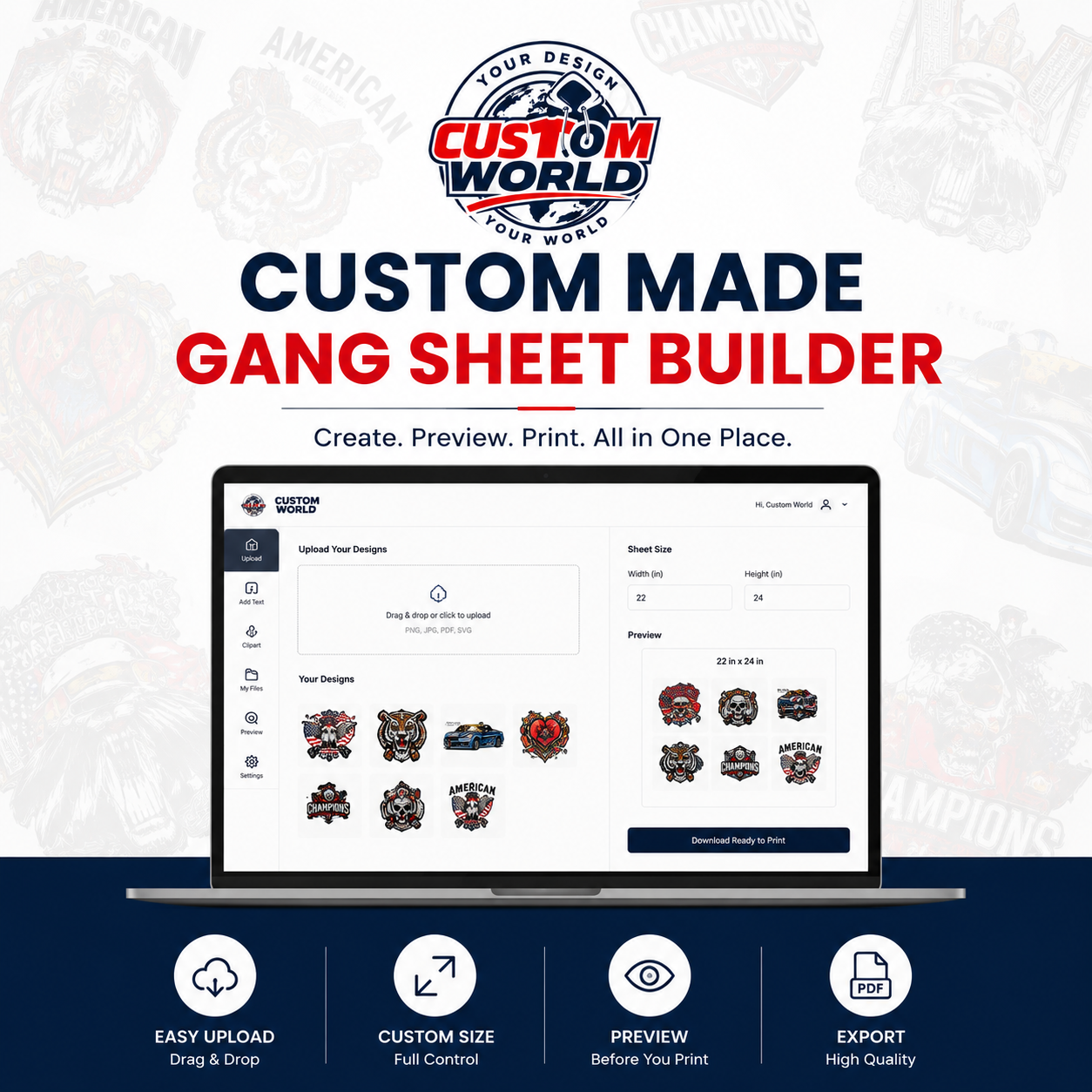 Custom DTF Gang Sheet Builder