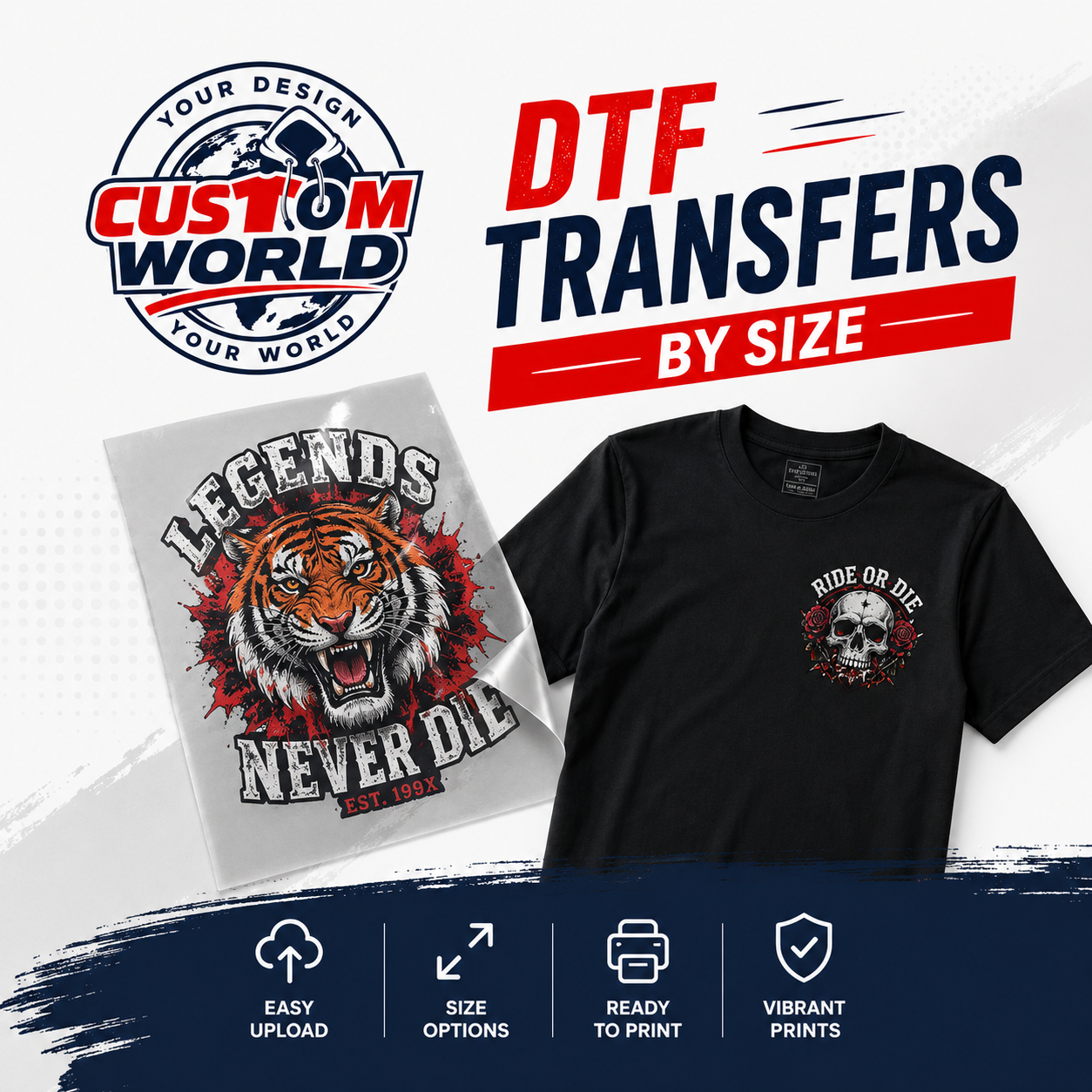 Custom DTF Transfers by Size